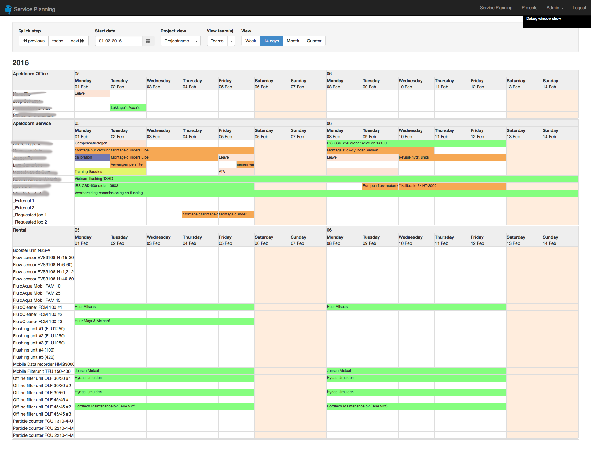 Projectplanning: Hycom & Hydac Geavanceerd Planningsysteem