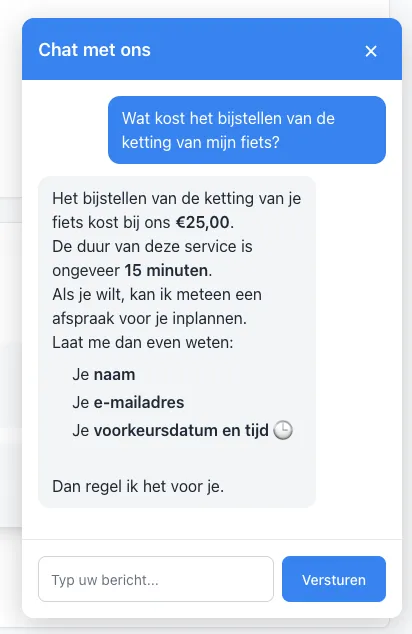 Assist Works: chatbot die een afspraak kan inboeken