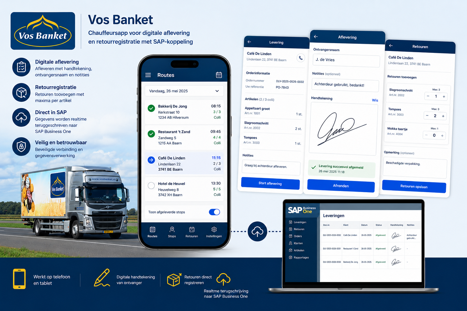 Vos Banket: chauffeursapp met digitale aflevering en SAP-koppeling