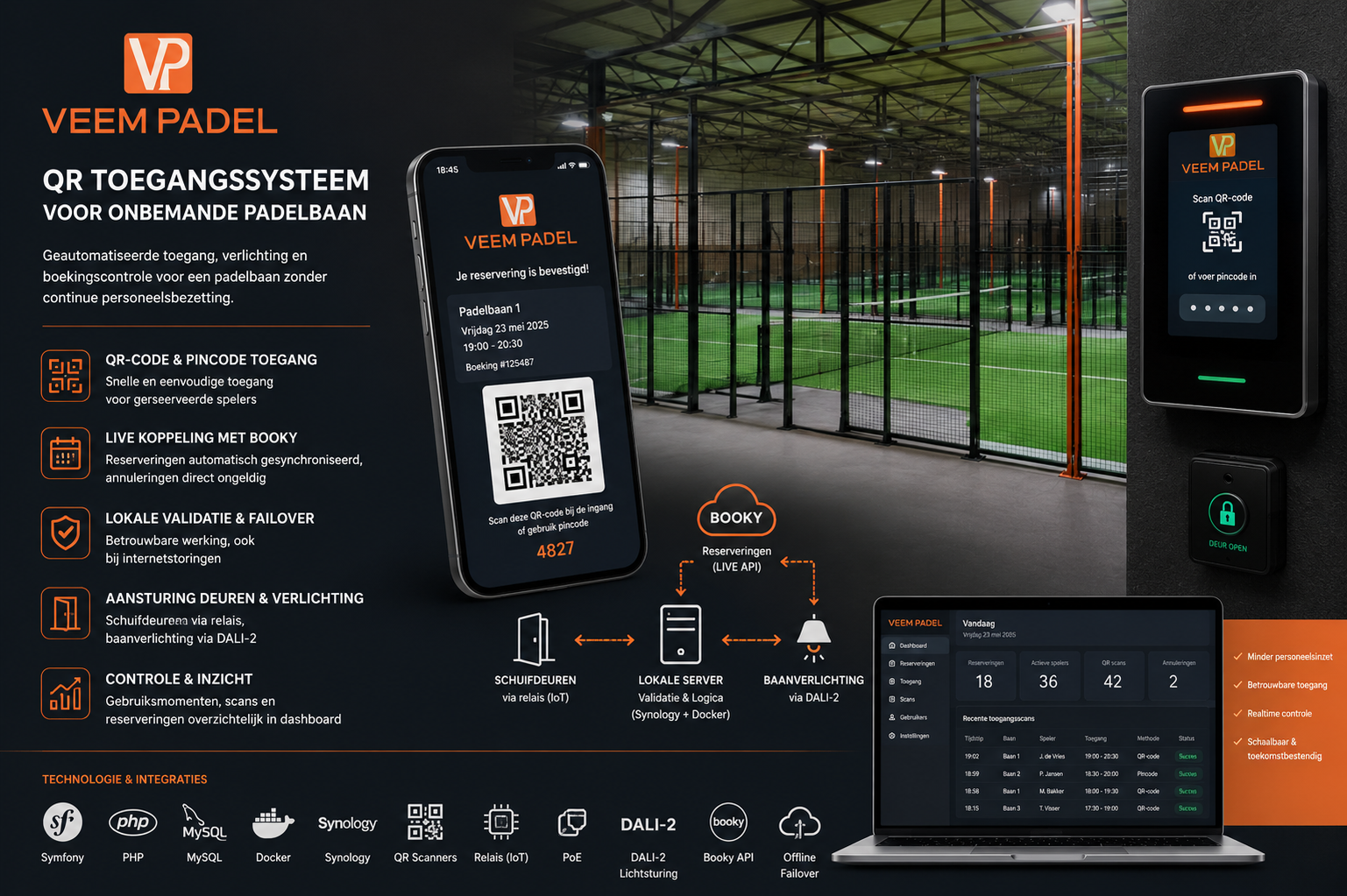 Veem Paddel Drachten: QR toegangssysteem voor onbemande padelbaan